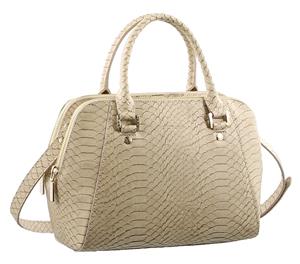 Pierre Cardin Leather Snake-Textured Tote Handbag (PC2043) - Beige