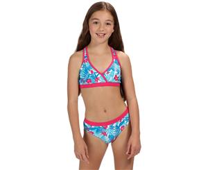 Regatta Girls Hosanna Racer Back Printed Bikini Swim Top - BlueTropical