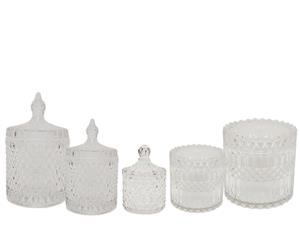 Set of 5 Doulton crystal ribbed embossed glass trinket  storage buffet jars - clear
