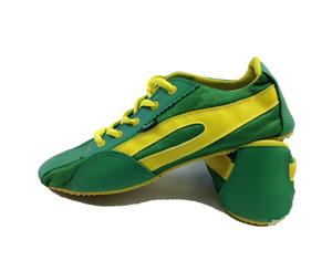 Taygra Slim Shoe Vegan Leather Flexible Ethical Handmade Sneakers Eco - Green/Yellow