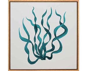 Teal Seaweed Impression canvas art print - 100x100cm - Natural