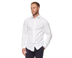 Tommy Hilfiger Men's Slim Fit Non-Iron Pinpoint Solid Long Sleeve Shirt - White