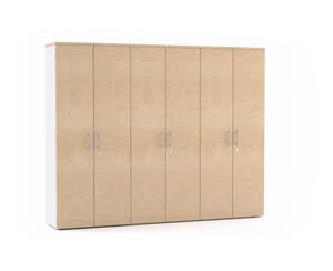 Uniform - 6 Door Large Storage Cupboard with Large Doors [silver handle] - maple