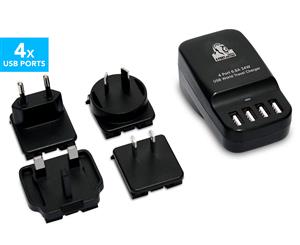 mbeat Gorilla Power 4-Port USB World Travel Charger - Black