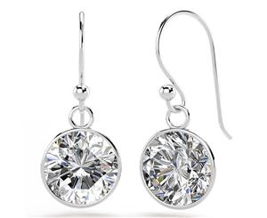 .925 Sterling Silver CZ Circle Drop Earrings-Silver/Clear