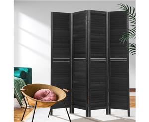 Artiss 4 Panel Room Divider Screen Privacy Wood Dividers Timber Stand Black