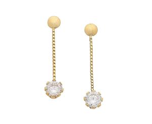 Bevilles 9ct Yellow Gold Silver Filled Round Cubic Zirconia Drop Earrings