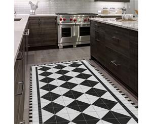 Black Victorian Tile Design Vinyl Rug ECO Mat home kitchen bathroom decoration