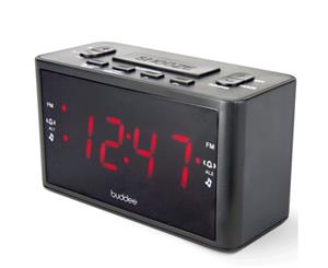 Buddee AM/FM Dual Alarm Digital Clock Radio/1.2" Large LED Display/Snooze -Black