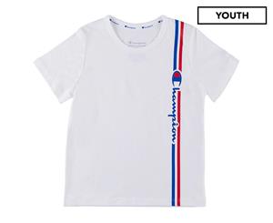 Champion Boys' Sporty Short Sleeve Tee / T-Shirt / Tshirt - White/Blue
