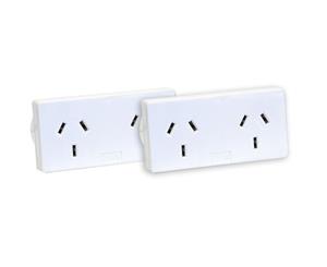 D2/2WE 2 Pack Double Adaptor HPM Side by Side / Right& Left 2Pk Slimline Twin Adaptors 10A. 2 PACK DOUBLE ADAPTOR HPM