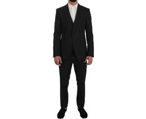Dolce & Gabbana Gray Wool Silk Stretch Slim Fit 3 Piece Suit