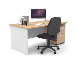 Litewall Panel - Panel Office Desk Office Furniture White Leg [1800L x 800W] - maple laminate pedestal