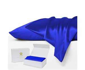 Luxor Crown Set of 2 Mulberry Silk Pillowcases NAVY