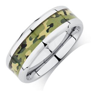 Men's Ring with Camouflage Design in Stainless Steel
