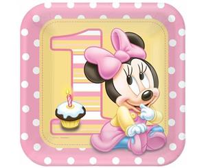Minnie Mouse 1st Birthday Square Dinner Plates