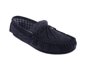 Mokkers Mens Bruce Real Suede Moccasin Slippers (Navy Blue) - DF816