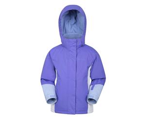 Mountain Warehouse Kids Ski Jacket Snowproof Fleece Lined Boys Girls Winter Coat - Purple