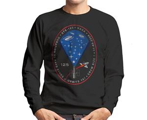 NASA STS 125 Atlantis Mission Badge Distressed Men's Sweatshirt - Black