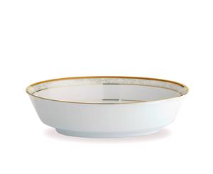 Noritake Hampshire Gold Porcelain Oval Serving Bowl 6.5 x 25.5 x 19.5cm White