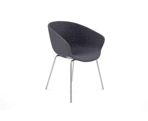 Teddy Fabric Tub Chair - 4 Legged Chrome - grey upholstered