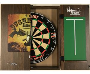 WINMAU PRO SFB Bristle Dart Board Set - Bushranger Ned Kelly Cabinet - 6 x Darts