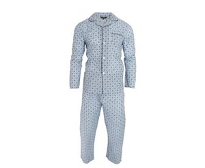 Walter Grange Mens Traditional Paisley Patterned Long Sleeve Shirt And Bottoms Pyjama Set (Blue) - N1053