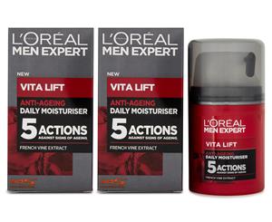 2 x L'Oral Men Expert Vita Lift 5 Daily Anti-Ageing Moisturiser 50mL