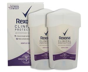 2 x Rexona Clinical Protection Gentle Dry Antiperspirant Deodorant 45mL