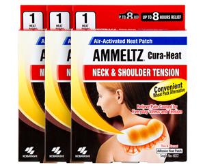 3 x Kobayashi Ammeltz Cura-Heat Neck & Shoulder Pain Patch