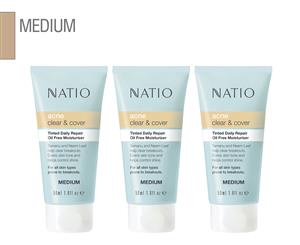 3 x Natio Acne Clear & Cover Oil-Free Moisturiser 50mL - Medium