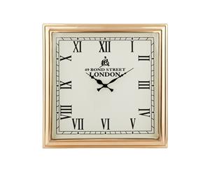 49 BOND STREET LONDON 47cm Square Wall Clock with Brass Surround and White Face