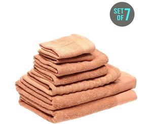 7 Piece set organic cotton Towels Papaya