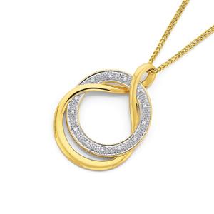 9ct Gold Diamond Double Circle Loop Slider Pendant