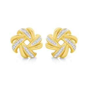 9ct Gold Diamond Multi Swirl Knot Stud Earrings