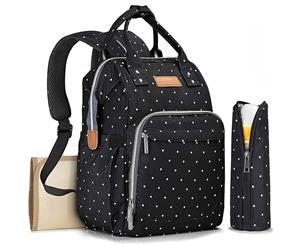 Ankommling Diaper Bag Multi-Function Waterproof Travel Backpack-Black Dot