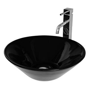 Cibo Design Vivid Black Round Countertop Ceramic Basin