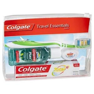 Colgate Travel Essentials Toothbrush Toothpaste Mouthwash Floss & travel bag Pack
