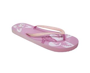 Floso Ladies/Womens Butterfly Flip Flops With Glitter Straps (Pink) - FLIP191