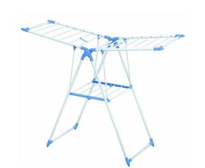 Foldable 2 Tier Blue Aluminium Clothes Drying Airing Rack