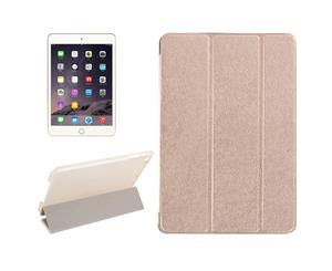 For iPad Mini 4 CaseModern Silk Textured 3-fold Leather Folio CoverGold