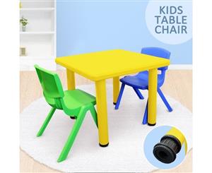 Kid's Adjustable Square Table Chair 3pc Set-1x Yellow Table 1xGreen Chair 1xBlue Chair