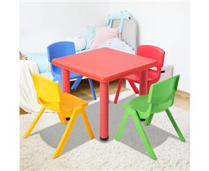Kids Table and Chairs Set Children Study Desk Furniture Plastic Red 5PC Keezi