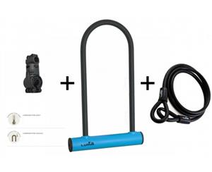 Luma Bike/Cycling U-Lock Set - 180 x 320mm - W/ Keys / Cable Loop & Bracket