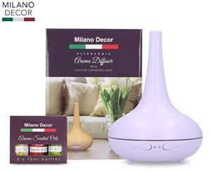 Milano Dcor Ultrasonic Aroma Diffuser w/ 3 x Essential Oils - Lilac