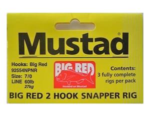 Mustad Big Red Snapper Rig 2 Hook Set Up X 3 Rigs 7/0