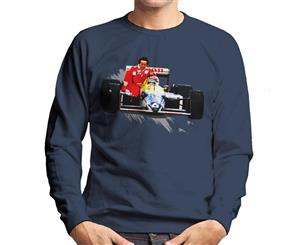 Nelson Piquet Gives Alain Prost A Lift German GP Men's Sweatshirt - Navy Blue