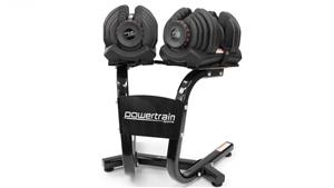 PowerTrain Adjustable Dumbbell Pair 80kg with Stand