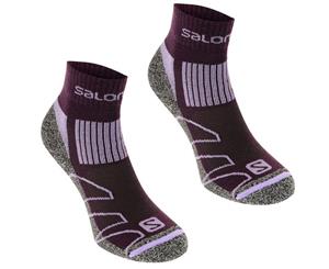 Salomon Women Merino Low 2 Pack Ladies Walking Socks - Plum/Lila