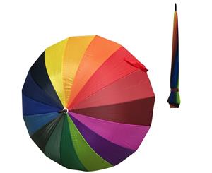 120cm Diameter Rainbow Umbrella Colourful Parasol Long Shaft